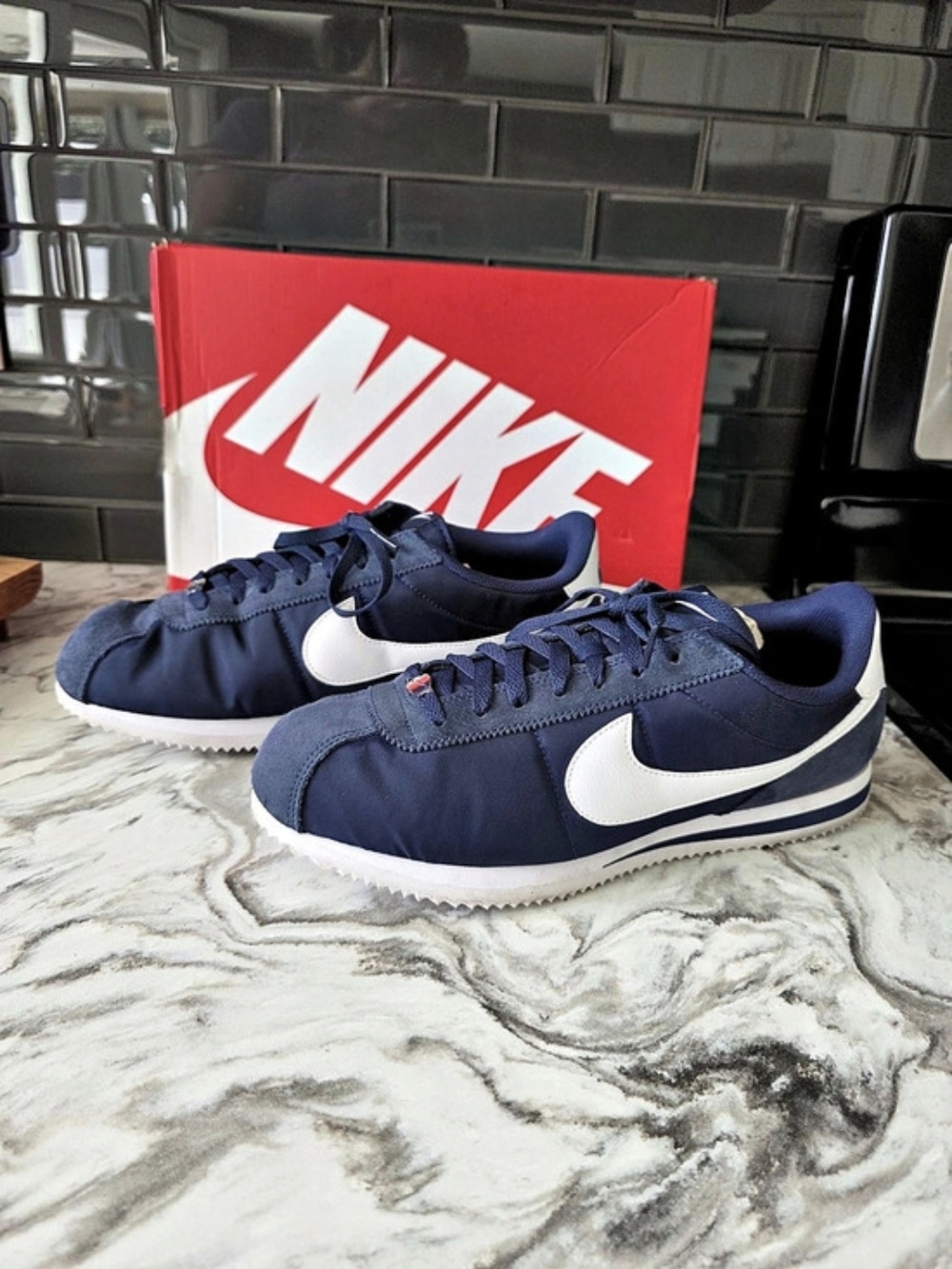 Nike Cortez TXT Midnight Navy Men's Sneakers Blue & White US 12